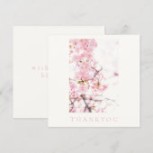 Carte de remerciement simple: CHERRY BLOSSOM BRANC (Devant / Derrière)