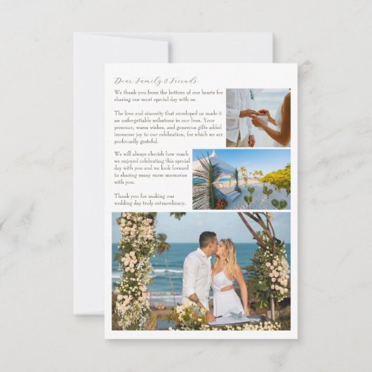 Carte de remerciement simple de mariage à la plage (Dos)