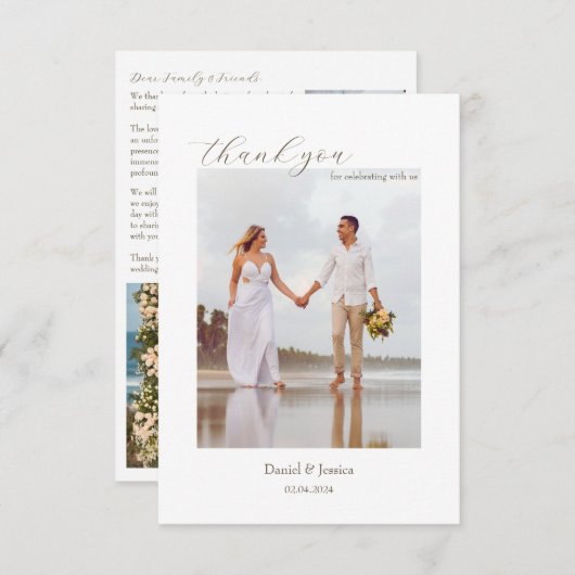 Carte de remerciement simple de mariage à la plage (Devant / Derrière)