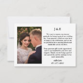 Carte de remerciement simple de photo de mariage (Dos)