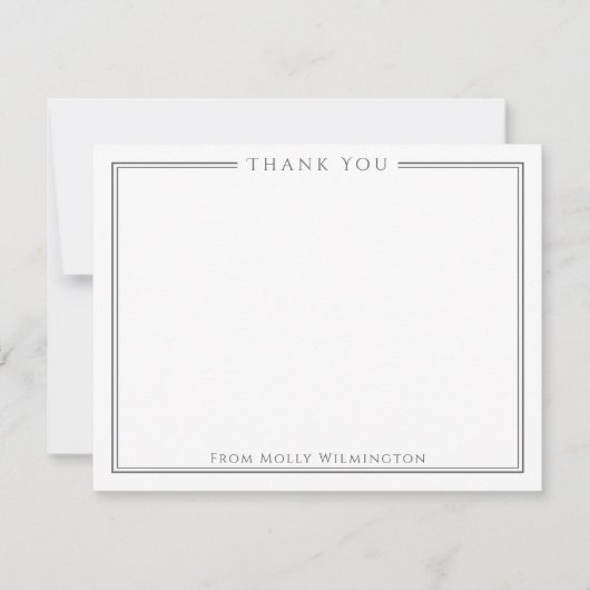 Carte de Remerciement Simple Élégance Gris Foncé (Devant)