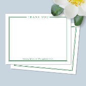 Carte de Remerciement Simple Élégance Vert Forêt