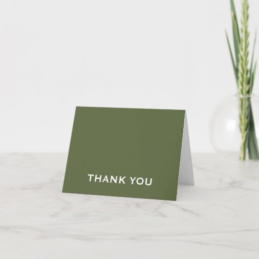 Carte de remerciement simple Olive Green Typograph (Devant)
