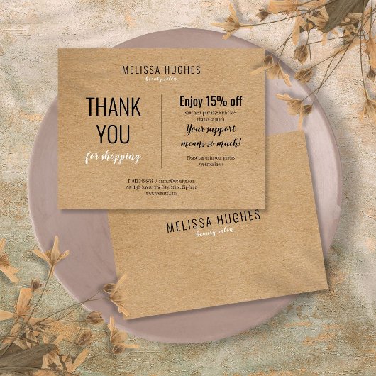 Carte de remerciement simple rustique pour remise