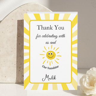 Carte de remerciement Sunshine pour l'anniversaire