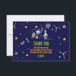 Carte de remerciement sur le thème de la science<br><div class="desc">Exprimez votre gratitude avec notre carte de remerciement vibrante sur le thème de la science ! Avec un design captivant de matériel de chimie sur un fond bleu marine profond, cette carte est un parfait mélange d'intellect et d'esthétique. Les couleurs néon ajoutent une touche d'excitation, rendant votre appréciation vraiment exceptionnelle....</div>