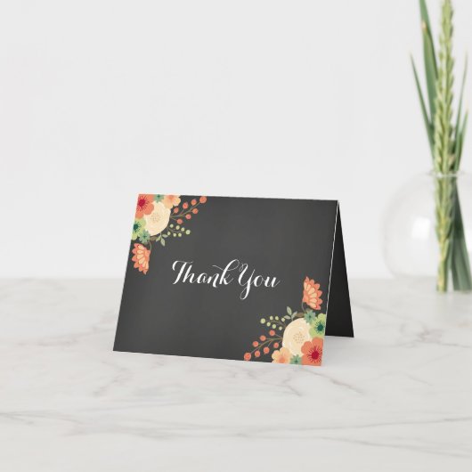 Carte de remerciement Sweet Floral Chalkboard (Devant)