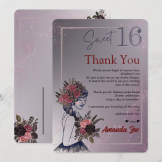 Carte de remerciement Sweet Sixteen