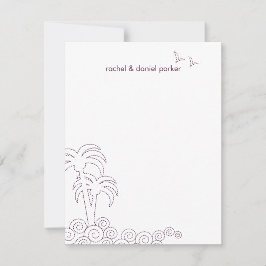 Carte de remerciement Swirling Waves - Aubergine (Devant)