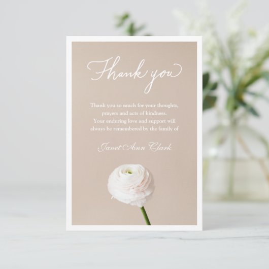 Carte de remerciement Sympathy avec Flower (Debout devant)