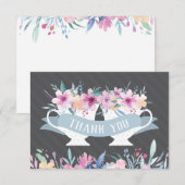 Carte de remerciement Tasse à thé avec Fleurs (Devant / Derrière)
