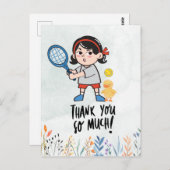 Carte de remerciement Tennis pour entraîneuse aqua (Devant / Derrière)