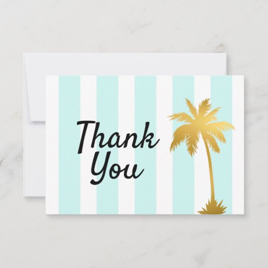 Carte de remerciement thème palmier bord de mer (Devant)