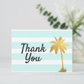 Carte de remerciement thème palmier plage océan (Debout devant)