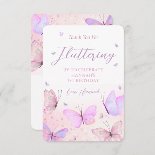 Carte de remerciement thème Papillon (Devant / Derrière)