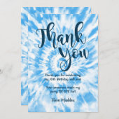 Carte de remerciement Tie Dye Bleu (Devant / Derrière)