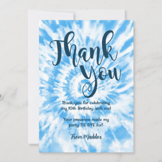 Carte de remerciement Tie Dye Bleu