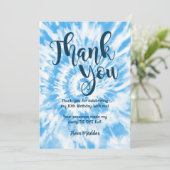 Carte de remerciement Tie Dye Bleue (Debout devant)