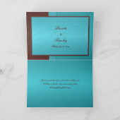 Carte de remerciement turquoise et marron à motifs (Intérieur)