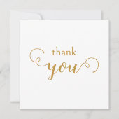 Carte de remerciement typographique dorée décorati (Devant)