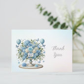 Carte de remerciement Vase floral bleu blanc (Debout devant)