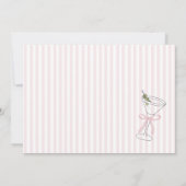 Carte de remerciement Verre à Martini Rayures Rose (Dos)