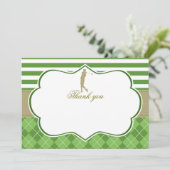 Carte de remerciement vert or golf (Debout devant)