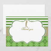 Carte de remerciement vert or golf (Devant / Derrière)