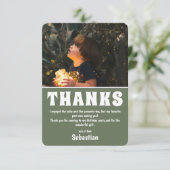 Carte de remerciement verte pour anniversaire avec (Debout devant)