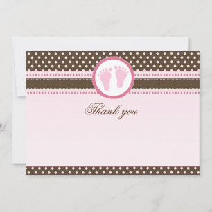 Carte de remerciement vierge rose marron shower bé