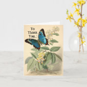 Carte de remerciement vintage aux papillons (Fleur jaune)