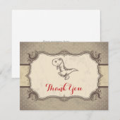 Carte de remerciement vintage rétro dinosaure (Devant / Derrière)