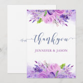 Carte de remerciement violet lavande rustique (Devant / Derrière)