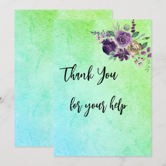 Carte de remerciements (Devant / Derrière)