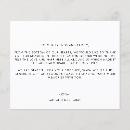 Carte de remerciements (Dos)