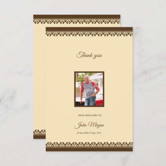 Carte de remerciements (Devant / Derrière)