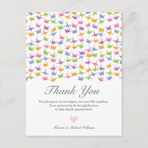 Carte De Remerciements 1000 Hanging Origami Mariage de grues en papier