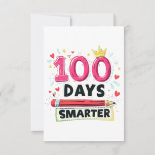 Carte De Remerciements 100 jours plus intelligents Jours d'école Professe