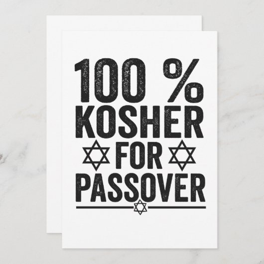 Carte De Remerciements 100% Kosher for Passover Funny Passover Pesach (Devant / Derrière)