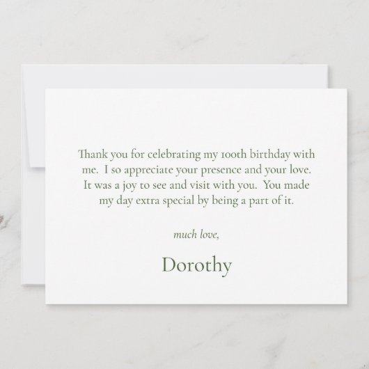 Carte De Remerciements 100e anniversaire Blue Hydrangeas (Dos)