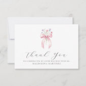 Carte De Remerciements 100e anniversaire Pink Bow Fleur sauvage plat pers (Devant)