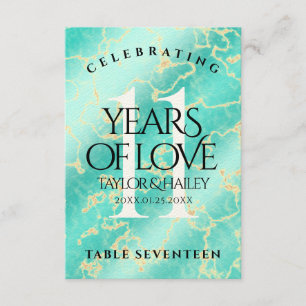 Carte De Remerciements 11ème anniversaire de Mariage turquoise