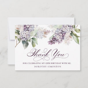 Carte De Remerciements 19e anniversaire Purple Lilac Fleur de printemps