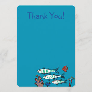 Carte De Remerciements 1, 2, 3 Poisson avec Petit Poisson et Corail