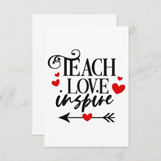 Carte De Remerciements 1/2 Enseigner l'amour Inspirer Chemise maternelle (Devant / Derrière)