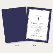 Carte De Remerciements 1Elegant Navy Blue Cross Boy First Communion