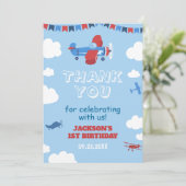 Carte De Remerciements 1er Anniversaire Avion Un an a soufflé Sky Cloud (Debout devant)