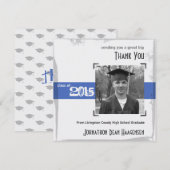 Carte de Remerciements 2015 Graduation Fête Bleue  (Devant / Derrière)