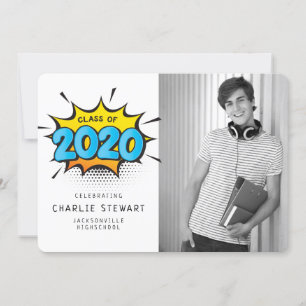 Carte De Remerciements 2020 GRAD PARTY bande dessinée typographie fun dip