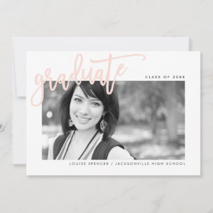 Carte De Remerciements 2020 GRADUATE moderne lettré overlay blush rose